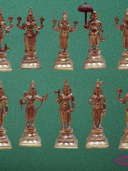Traditional Panchalogam Dasavatharam Idol Set – Ten Divine Forms of Lord Vishnu