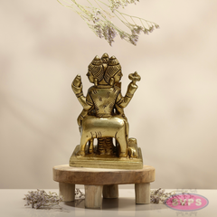 Brass Dattatreya Swamy Idol with Kamadhenu – 4 Inch Pooja Statue