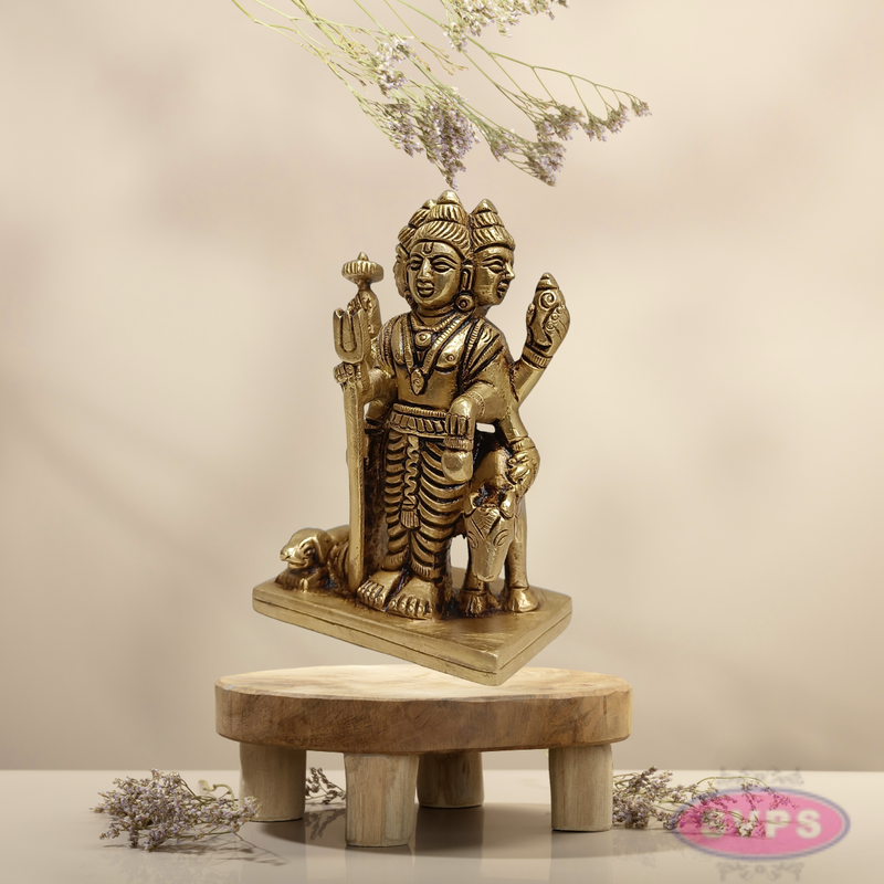 Brass Dattatreya Swamy Idol with Kamadhenu – 4 Inch Pooja Statue