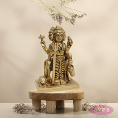 Brass Dattatreya Swamy Idol with Kamadhenu – 4 Inch Pooja Statue