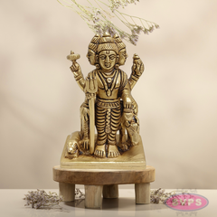 Brass Dattatreya Swamy Idol with Kamadhenu – 4 Inch Pooja Statue
