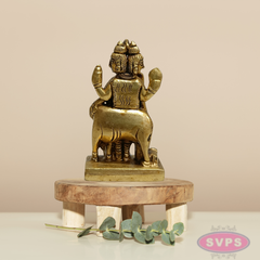 Brass Dattatreya Swamy Idol with Kamadhenu – 3 Inch Pooja Statue