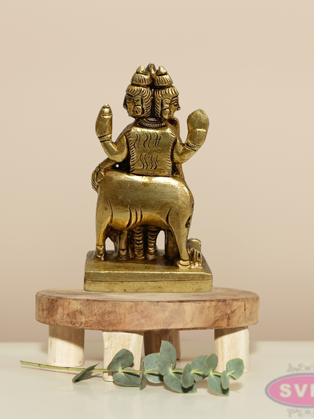 Brass Dattatreya Swamy Idol with Kamadhenu – 3 Inch Pooja Statue