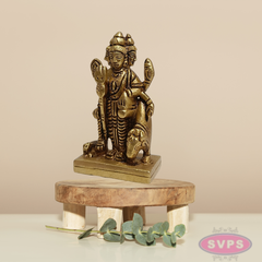 Brass Dattatreya Swamy Idol with Kamadhenu – 3 Inch Pooja Statue