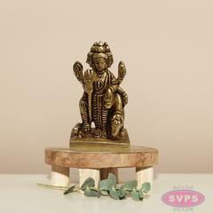 Brass Dattatreya Swamy Idol with Kamadhenu – 3 Inch Pooja Statue