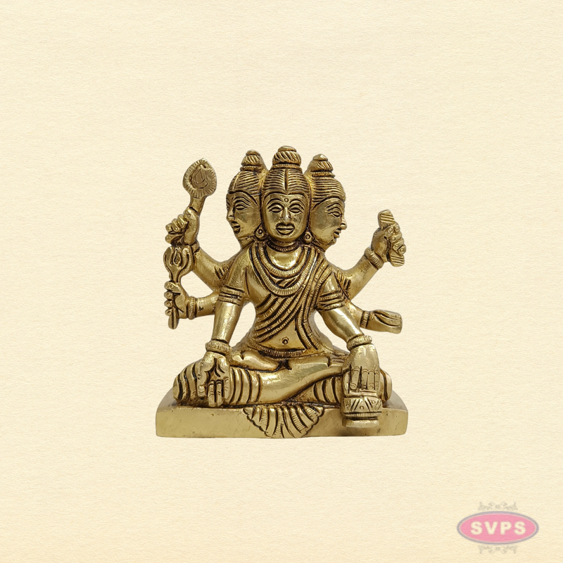 Brass Sri Dattatreya Murti – Divine Trimurti Idol for Pooja & Home Décor