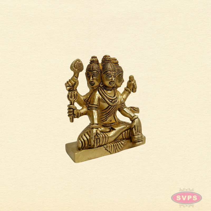 Brass Sri Dattatreya Murti – Divine Trimurti Idol for Pooja & Home Décor