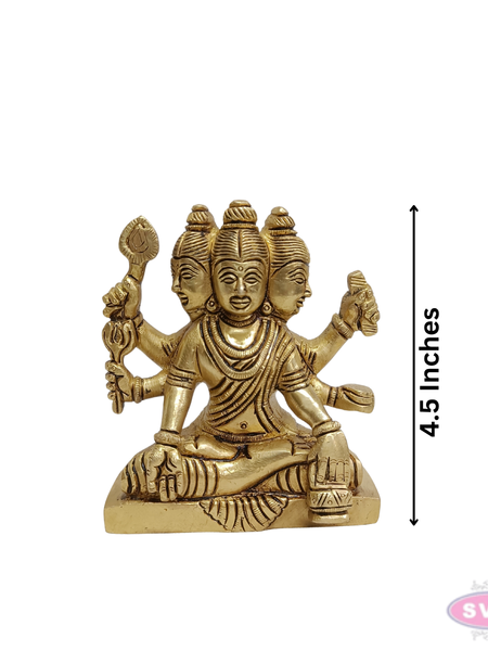 Brass Sri Dattatreya Murti – Divine Trimurti Idol for Pooja & Home Décor