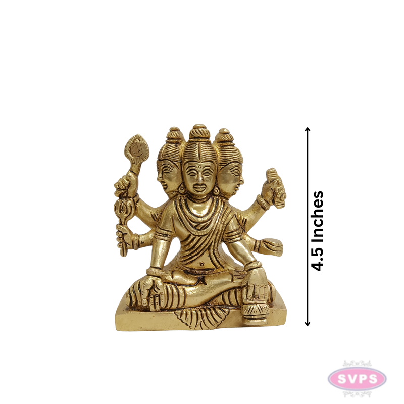 Brass Sri Dattatreya Murti – Divine Trimurti Idol for Pooja & Home Décor