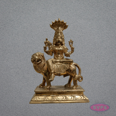Panchaloha Goddess Pratyangira Devi Idol on Lion Vahanam – 9 Inches
