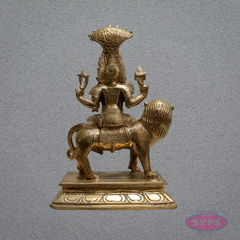 Panchaloha Goddess Pratyangira Devi Idol on Lion Vahanam – 9 Inches