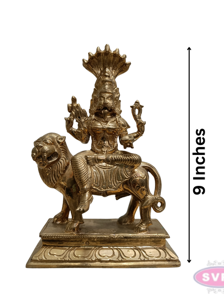 Panchaloha Goddess Pratyangira Devi Idol on Lion Vahanam – 9 Inches