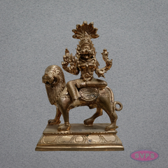 Panchaloha Goddess Pratyangira Devi Idol on Lion Vahanam – 7 Inches
