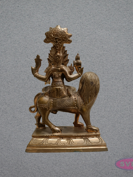 Panchaloha Goddess Pratyangira Devi Idol on Lion Vahanam – 7 Inches