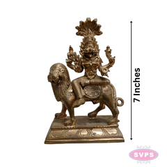 Panchaloha Goddess Pratyangira Devi Idol on Lion Vahanam – 7 Inches