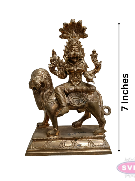 Panchaloha Goddess Pratyangira Devi Idol on Lion Vahanam – 7 Inches