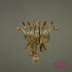 Handcrafted Brass Elephant Idol with Swastik & Hanging Bell for Vastu & Home Decor
