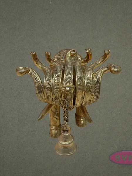 Handcrafted Brass Elephant Idol with Swastik & Hanging Bell for Vastu & Home Decor