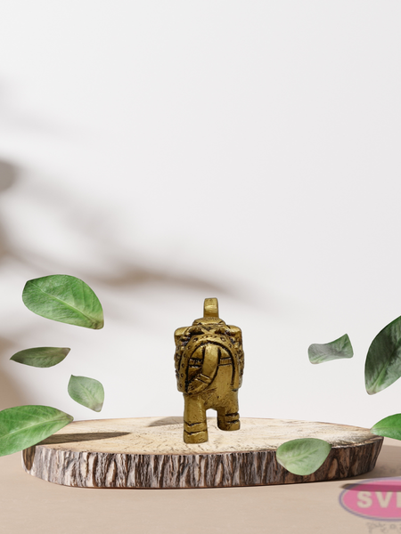 Mini Brass Elephant Idol 1.5 Inch – Antique Finish Showpiece