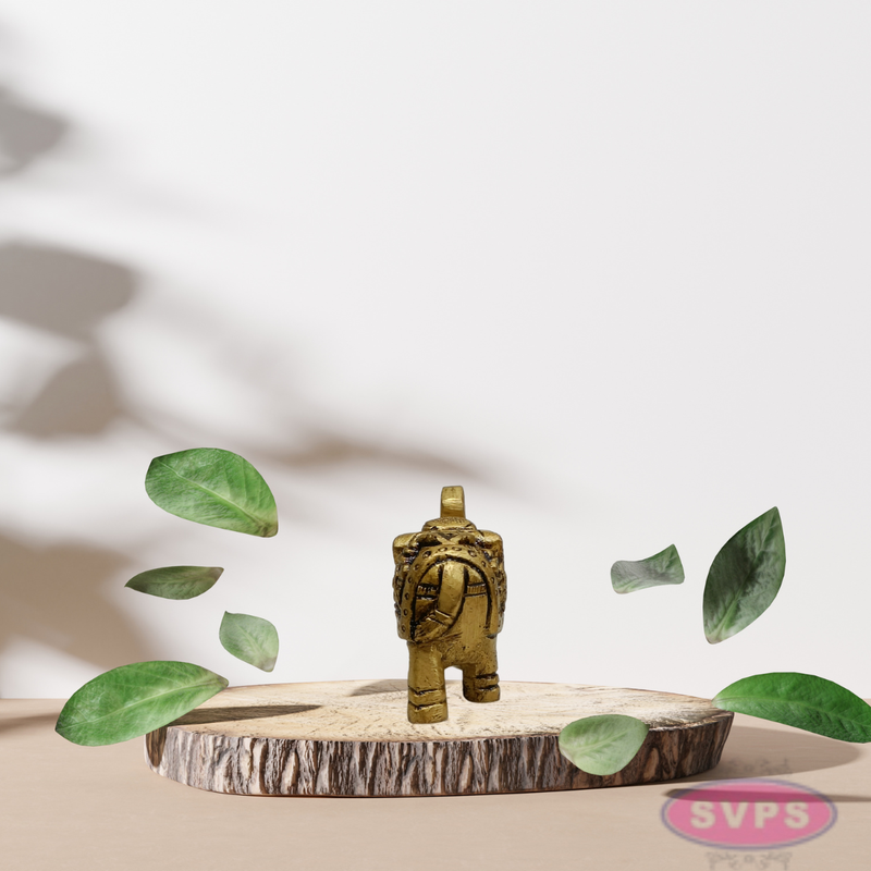 Mini Brass Elephant Idol 1.5 Inch – Antique Finish Showpiece