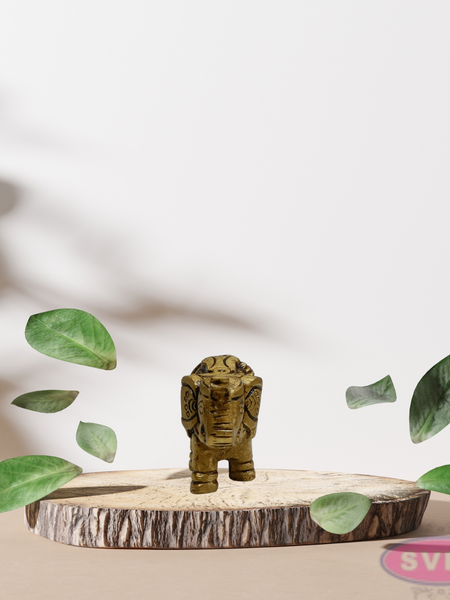 Mini Brass Elephant Idol 1.5 Inch – Antique Finish Showpiece