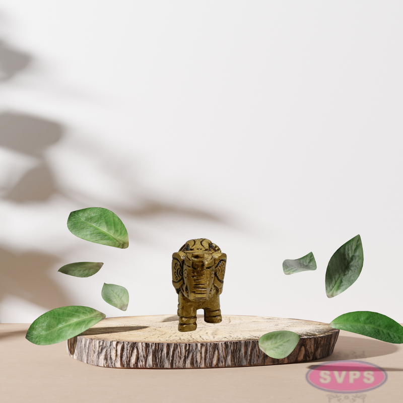 Mini Brass Elephant Idol 1.5 Inch – Antique Finish Showpiece