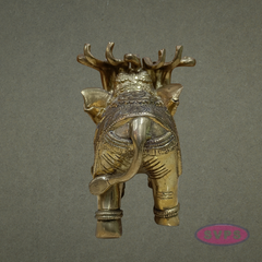 Handcrafted Brass Elephant Idol with Swastik & Hanging Bell for Vastu & Home Decor