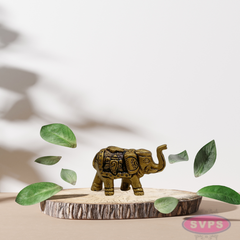 Mini Brass Elephant Idol 1.5 Inch – Antique Finish Showpiece