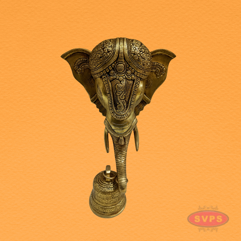 Decorative Brass Elephant Face Bell for Pooja Room