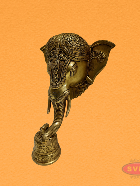 Decorative Brass Elephant Face Bell for Pooja Room