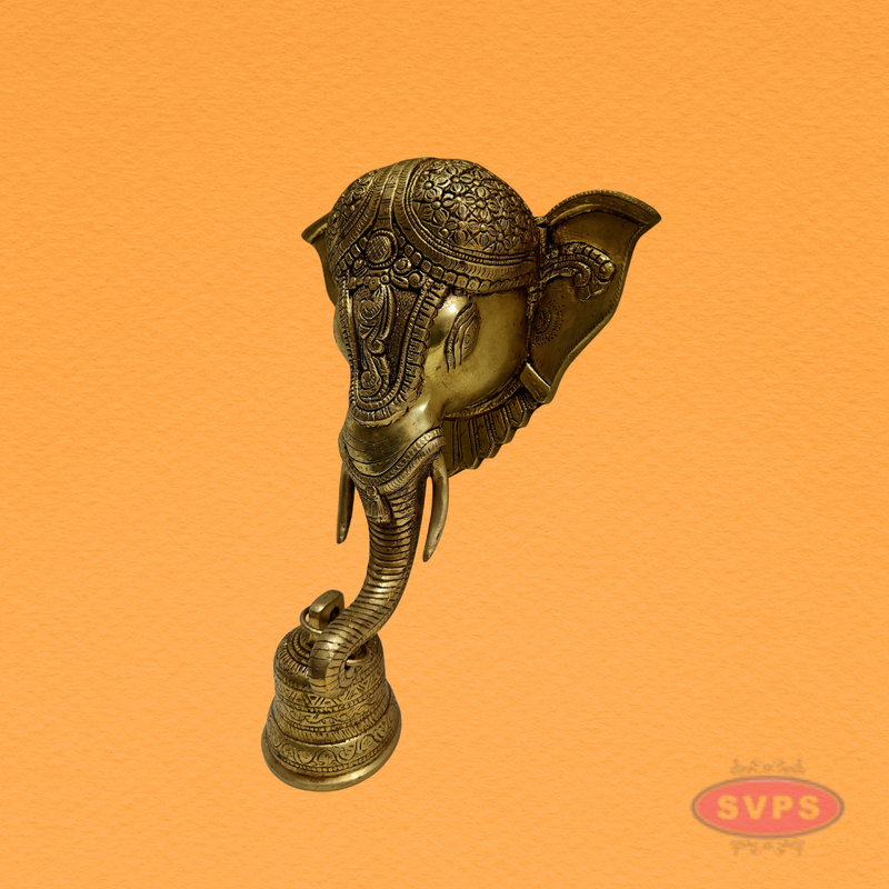 Decorative Brass Elephant Face Bell for Pooja Room