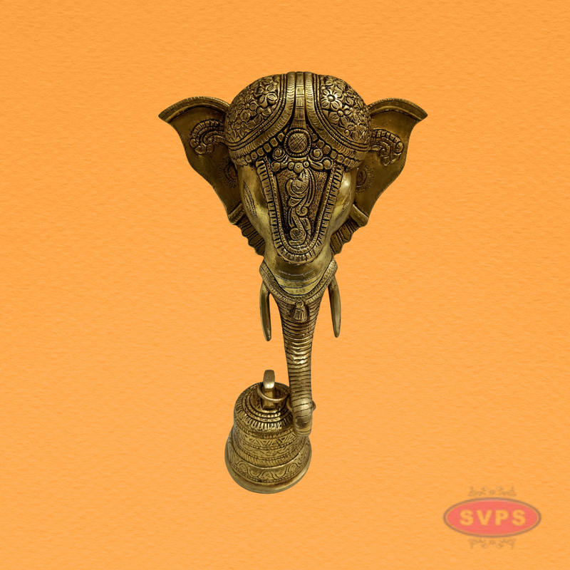 Decorative Brass Elephant Face Bell for Pooja Room
