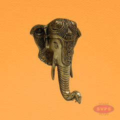 Traditional Elephant Head Wall Decor with Bell – Housewarming Gift