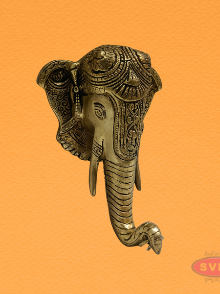 Traditional Elephant Head Wall Decor with Bell – Housewarming Gift