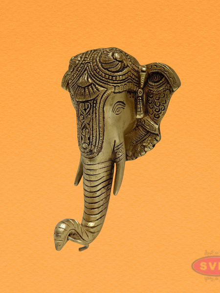 Traditional Elephant Head Wall Decor with Bell – Housewarming Gift