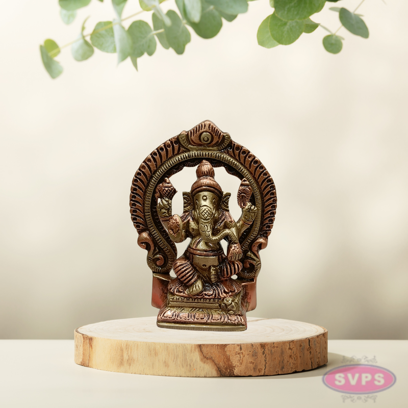 Brass Lord Ganesha Idol with Decorative Arch