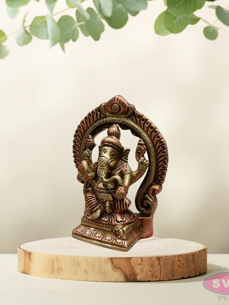 Brass Lord Ganesha Idol with Decorative Arch