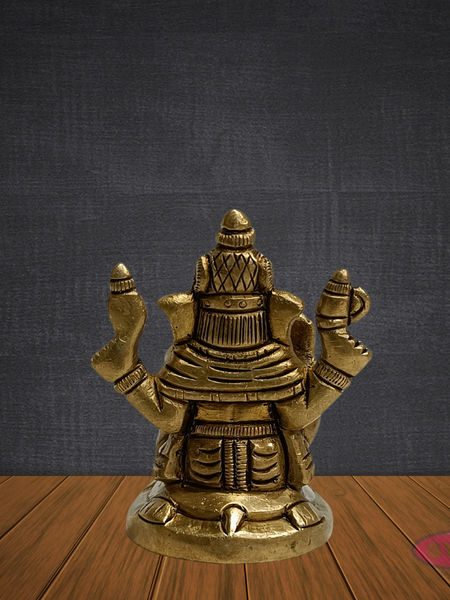 Brass Ganesha Idol 2.5 Inches – Handcrafted Ganpati Bappa Murti for Pooja