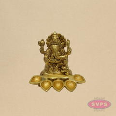 Brass Lord Ganesha 5 Face Diya Lamp for Pooja & Home Decor – 4 Inches