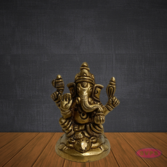 Brass Ganesha Idol 2.5 Inches – Handcrafted Ganpati Bappa Murti for Pooja