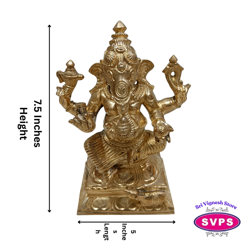 Panchalogha Lord Ganesha Idol – Traditional Pancha Loha Vinayagar Statue for Pooja