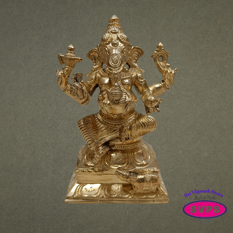Panchalogha Lord Ganesha Idol – Traditional Pancha Loha Vinayagar Statue for Pooja