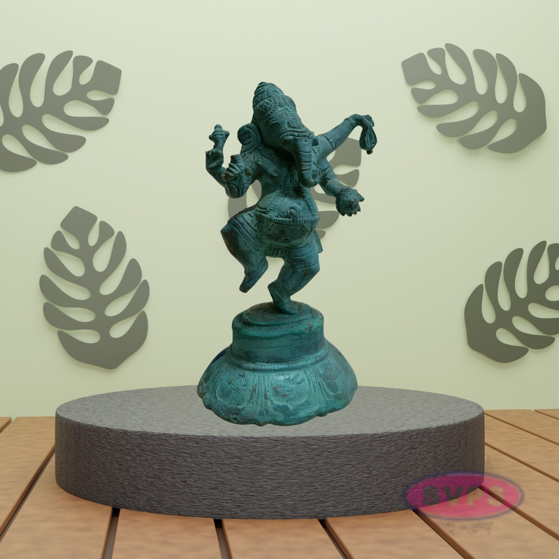 Panchaloha Dancing Ganesha Idol – 5 Inch Antique Finish