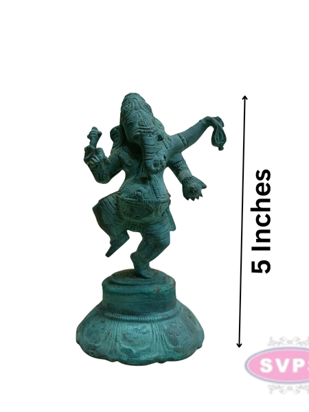 Panchaloha Dancing Ganesha Idol – 5 Inch Antique Finish