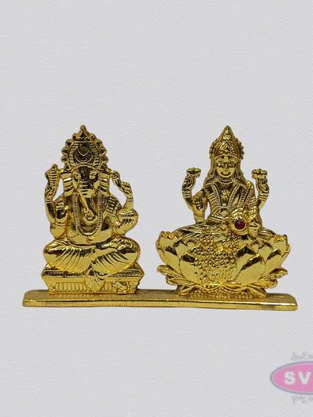 Gold Coated Ganesha Lakshmi Murti Set