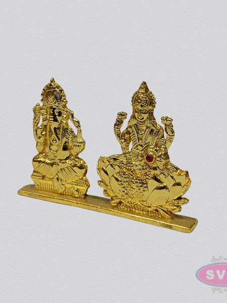 Gold Coated Ganesha Lakshmi Murti Set