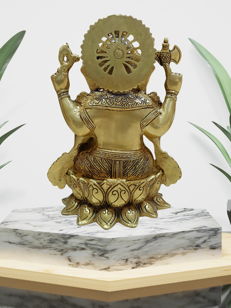 Brass Sitting Ganesha-12 Inches
