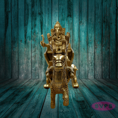 Brass Ganesha on Deer Chariot – Auspicious Gift for Housewarming