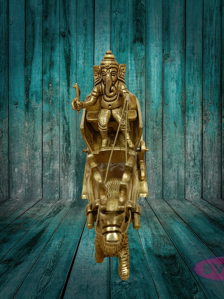 Brass Ganesha on Deer Chariot – Auspicious Gift for Housewarming