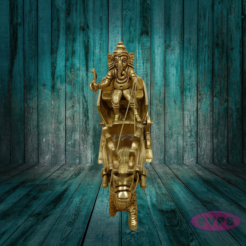 Brass Ganesha on Deer Chariot – Auspicious Gift for Housewarming